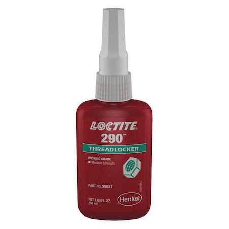 Wicking Threadlocker, LOCTITE 290, Green, Medium Strength, Liquid, 50 mL Bottle MPN:135392