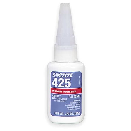 Plastic Threadlocker, LOCTITE 425 Assure, Blue, Medium Strength, Liquid, 0.7 oz Bottle MPN:135461