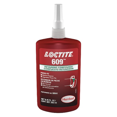 Retaining Compound 609, 8.45 fl oz, 250 ml, Bottle, Green MPN:135513