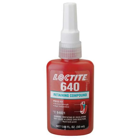 Retaining Compound, 640 Series, Green, Liquid, High Temperature, Extended Working Time, 50 mL Bottle MPN:135520