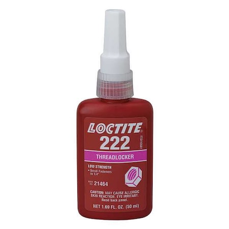 Threadlocker, LOCTITE 222, Purple, Low Strength, Liquid, 50 mL Bottle MPN:231127