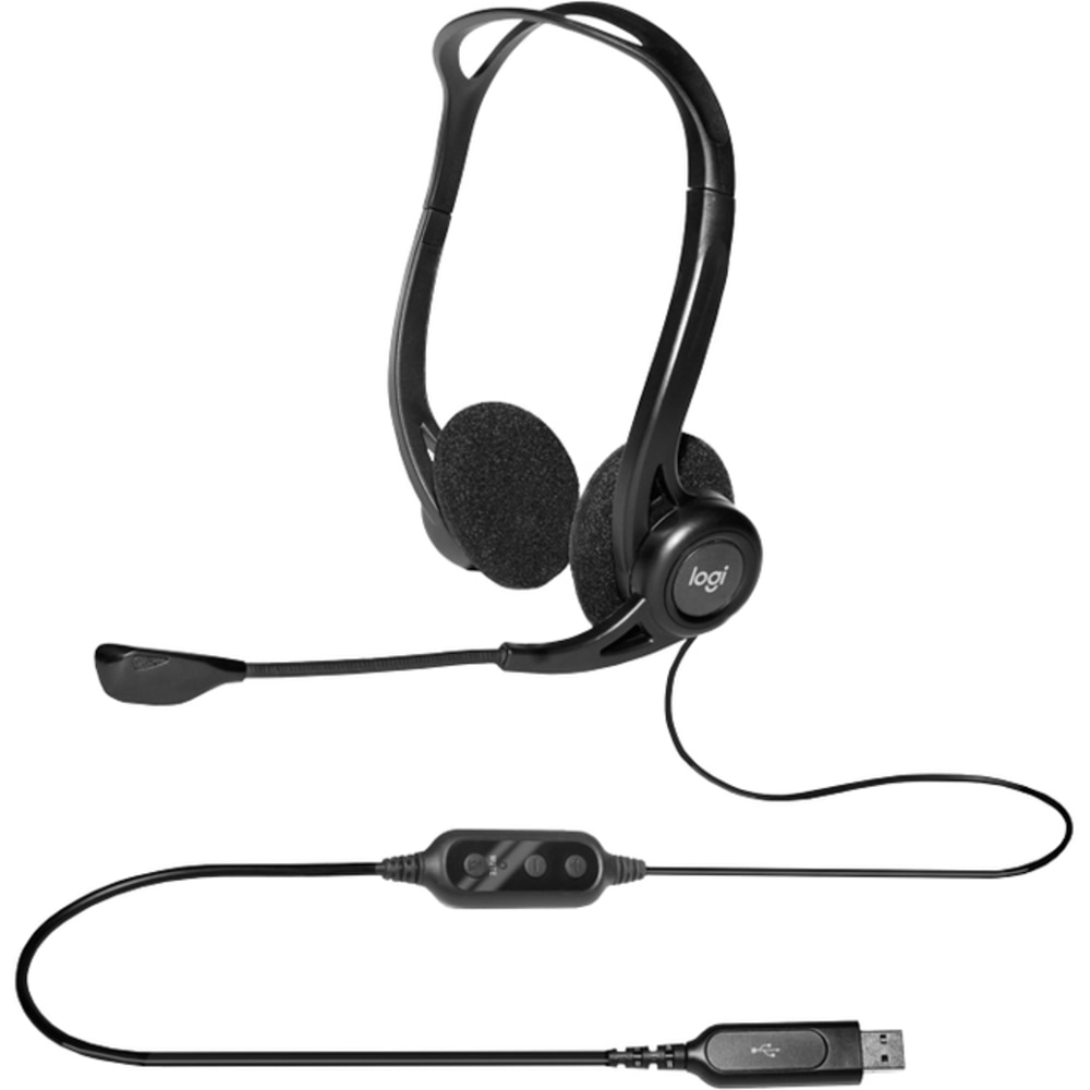 Logitech 960 USB Computer Headset - Stereo - USB Type A - Wired - 100 Hz to 10 kHz - Over-the-head - Binaural - 981000836 MPN:981-000836