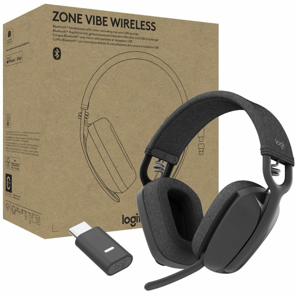 Logitech Zone Vibe Wireless - Stereo - USB Type C - Wireless - Bluetooth - 98.4 ft - Over-the-ear - Binaural - 981001156 MPN:981-001156