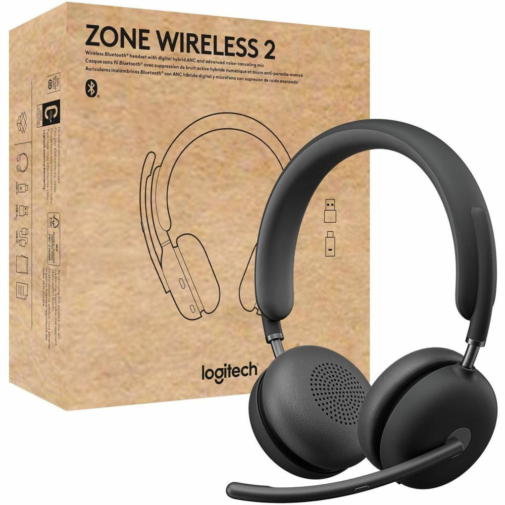 Logitech Zone Wireless 2 UC AI-Powered Headset, Graphite, HK2597 MPN:981-001310