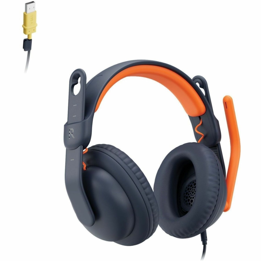 Logitech Zone Learn Headset - Stereo - USB Type A - Wired - Over-the-ear - Binaural - Circumaural - 4.30 ft Cable - Noise Canceling MPN:981-001378
