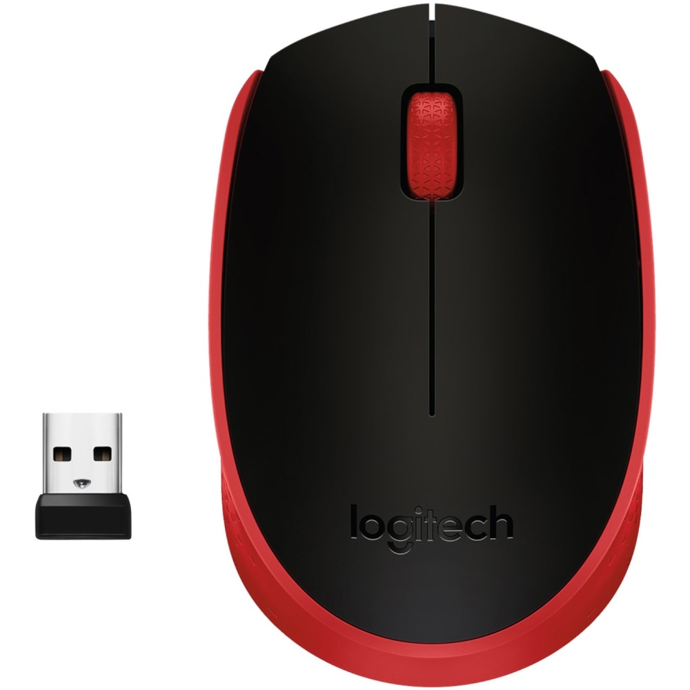 Logitech M170 Wireless Compact Mouse (Red) - Optical - Wireless - Radio Frequency - 2.40 GHz - Red - USB - 910004941 MPN:910-004941