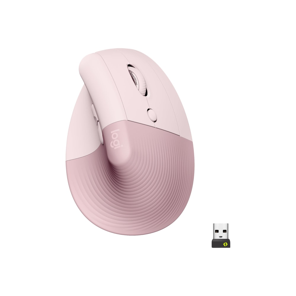 Logitech Lift Vertical Ergonomic Mouse, Wireless, Bluetooth or Logi Bolt USB receiver, Quiet clicks, 4 buttons, Rose - 910006472 MPN:910-006472