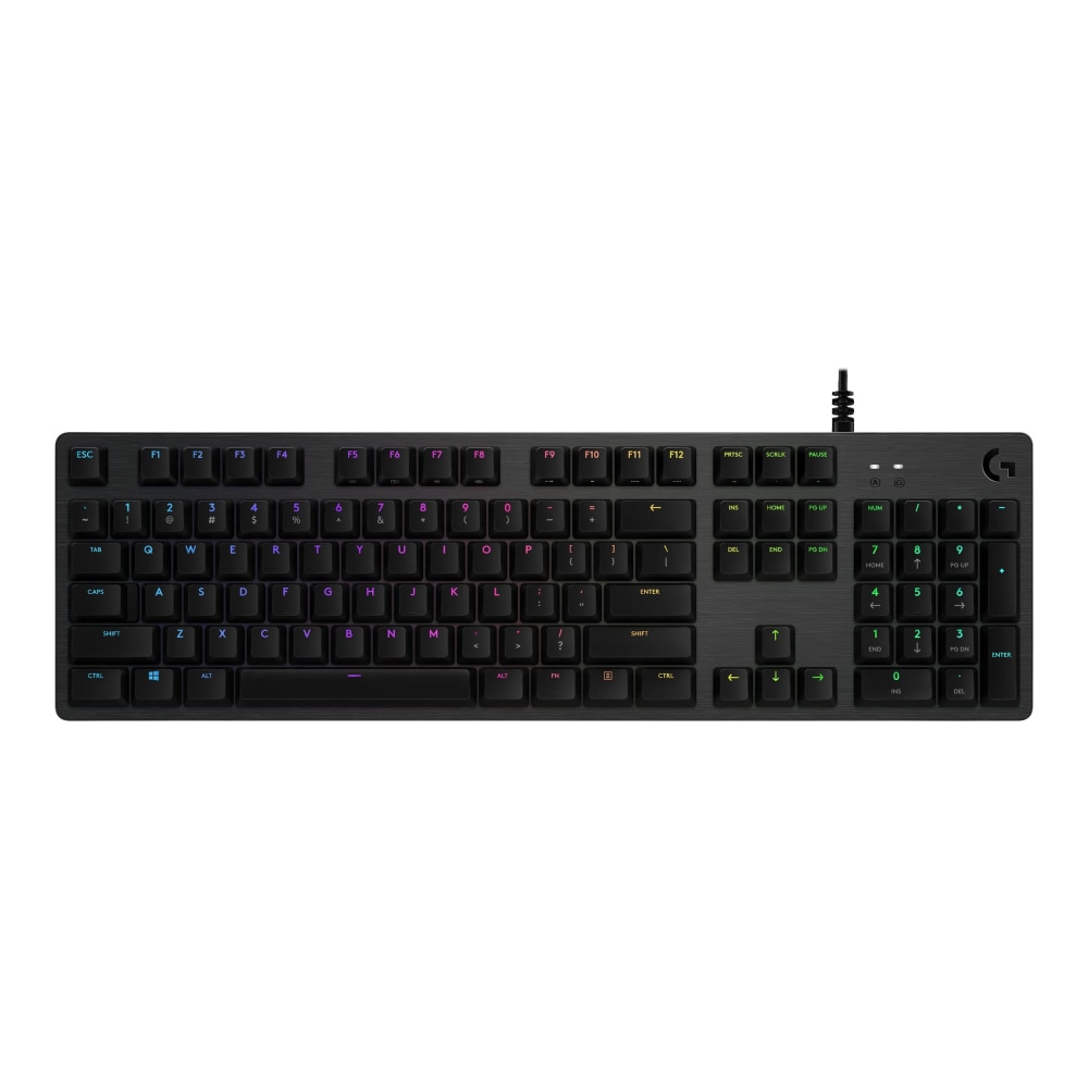Logitech G512 RGB Mechanical Gaming Keyboard, GX Blue, USB Passthrough - USB 2.0 Interface - English - Windows - Carbon - 920-008936 MPN:920-008936