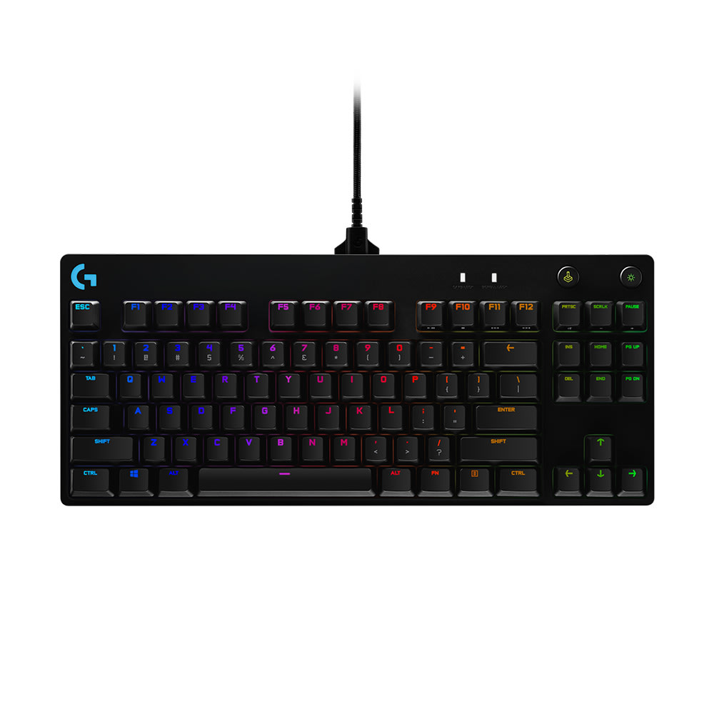 Logitech G Pro TKL Mechanical Wired Gaming Keyboard GX Blue Clicky Switch and LIGHTSYNC RGB Backlit Keys, Black MPN:920-009388