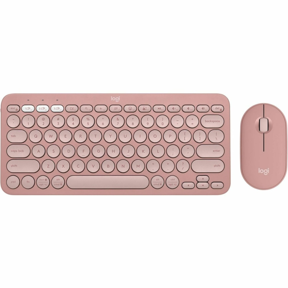 Logitech Pebble 2 Combo, Wireless Keyboard and Mouse, Quiet and Portable, Customizable, Logi Bolt, Tonal Rose - 920012199 MPN:920-012199