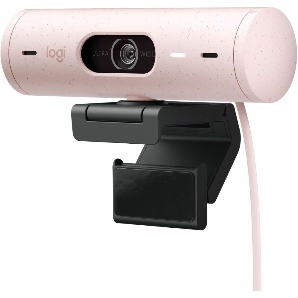 Logitech Brio 500 Full HD webcam, auto framing, noise-reducing mics, privacy shutter, streaming & video calling, Rose - 960001432 MPN:960-001432