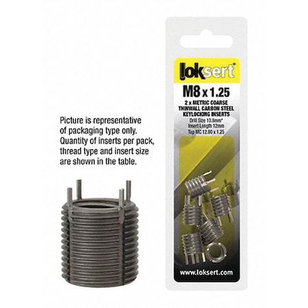 Key Locking Insert, 4 Keys Keys, M5-0.80 Int Thrd Sz, M10-1.25 Ext Thrd Sz, Carbon Steel, 5 PK MPN:3620-5.00HDP