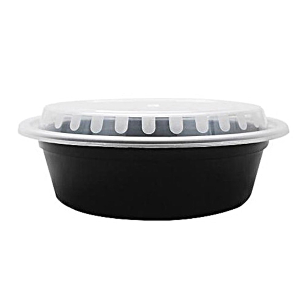 Karat Round Plastic Takeout Food Containers With Lids, 24 Oz, Black, Case Of 150 Sets MPN:IM-FC4024B