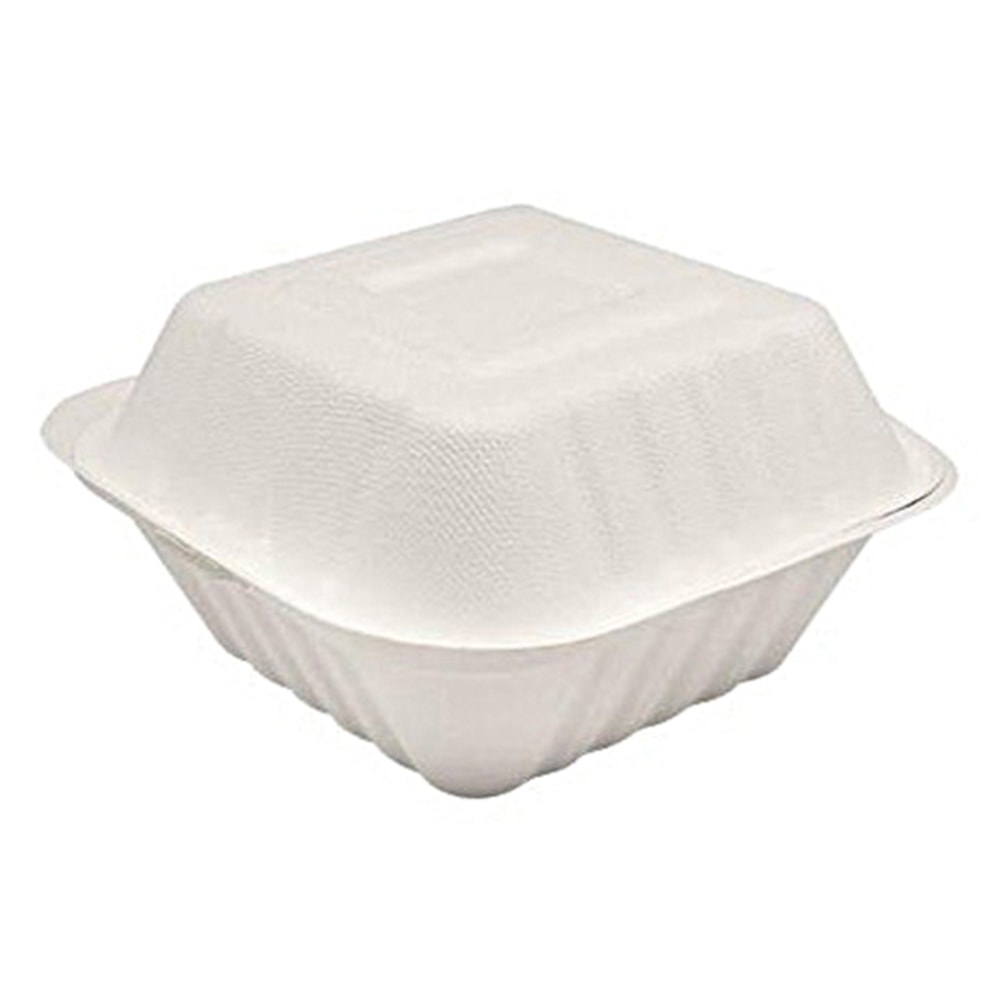 Karat Earth Bagasse Clamshell Food Containers, 6in x 6in, Natural, Case Of 500 Clamshells MPN:KE-BHC66-1C