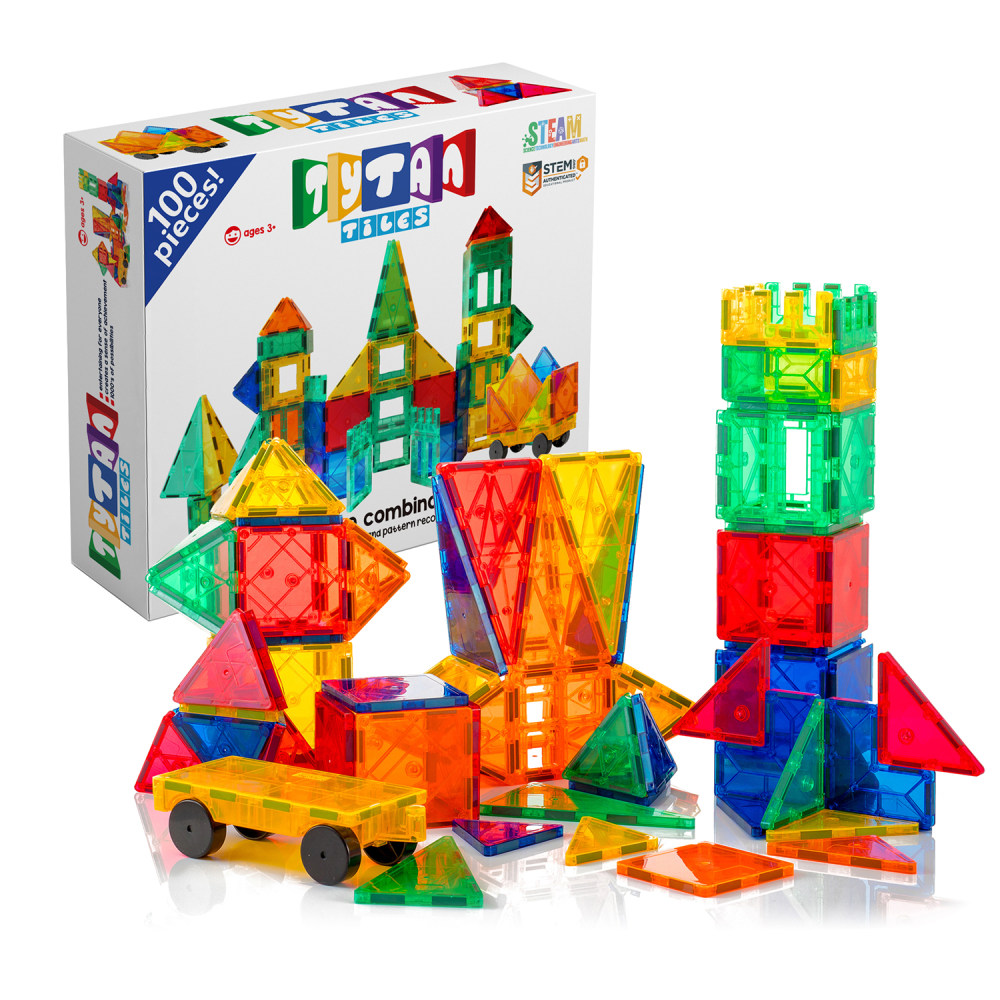 Tytan Toys STEM Education Magnetic Learning Tiles Set, Set Of 100 Pieces MPN:TYT-MAGTILES-100