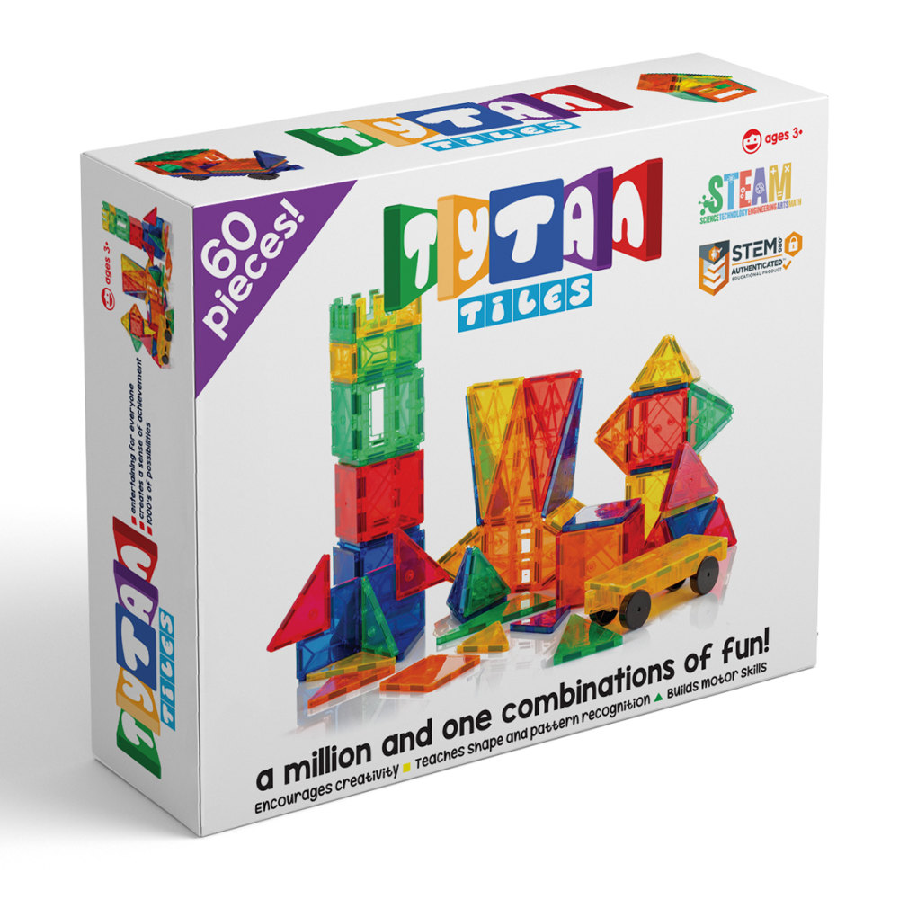 Tytan Toys STEM Education Magnetic Learning Tiles Set, Set Of 60 Pieces MPN:TYT-MAGTILES-60