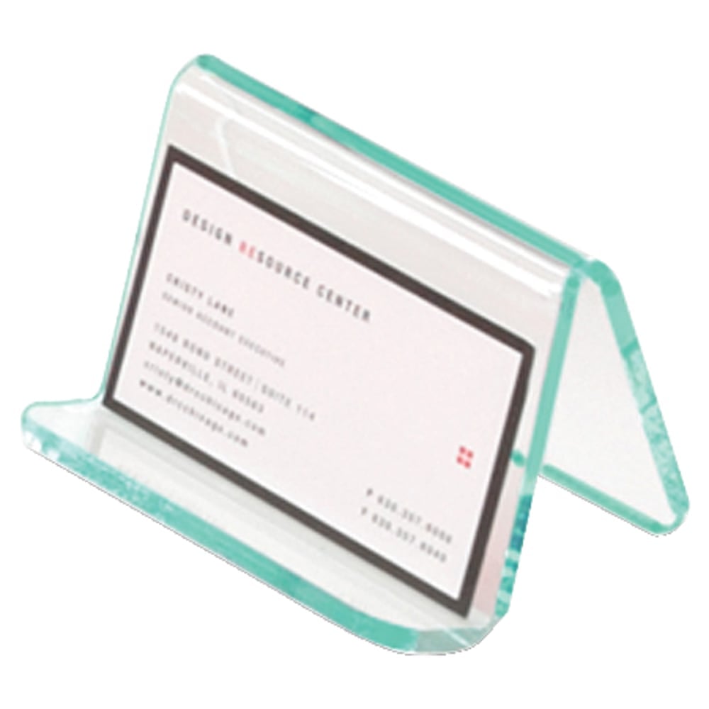 Lorell Acrylic Business Card Holder, 2inW x 3inD x 4inH, Clear/Green Edge MPN:80657
