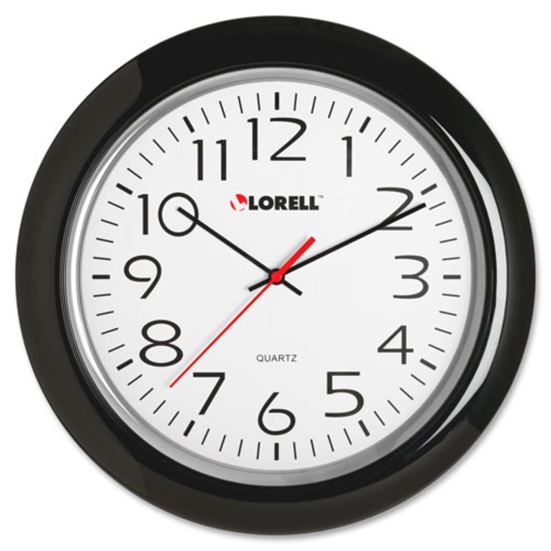 Lorell 13-1/4in Round Quartz Wall Clock, Black (Min Order Qty 2) MPN:60989