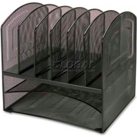 Lorell® Horizontal Vertical Mesh Desk Organizer 8 Compartments Black 37523