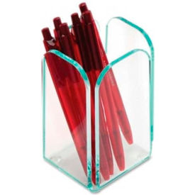 Lorell® Acrylic Transparent Edge Pencil Cup Green 80656