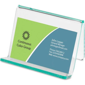 Lorell® Acrylic Transparent Green Edge Business Card Holder 80657