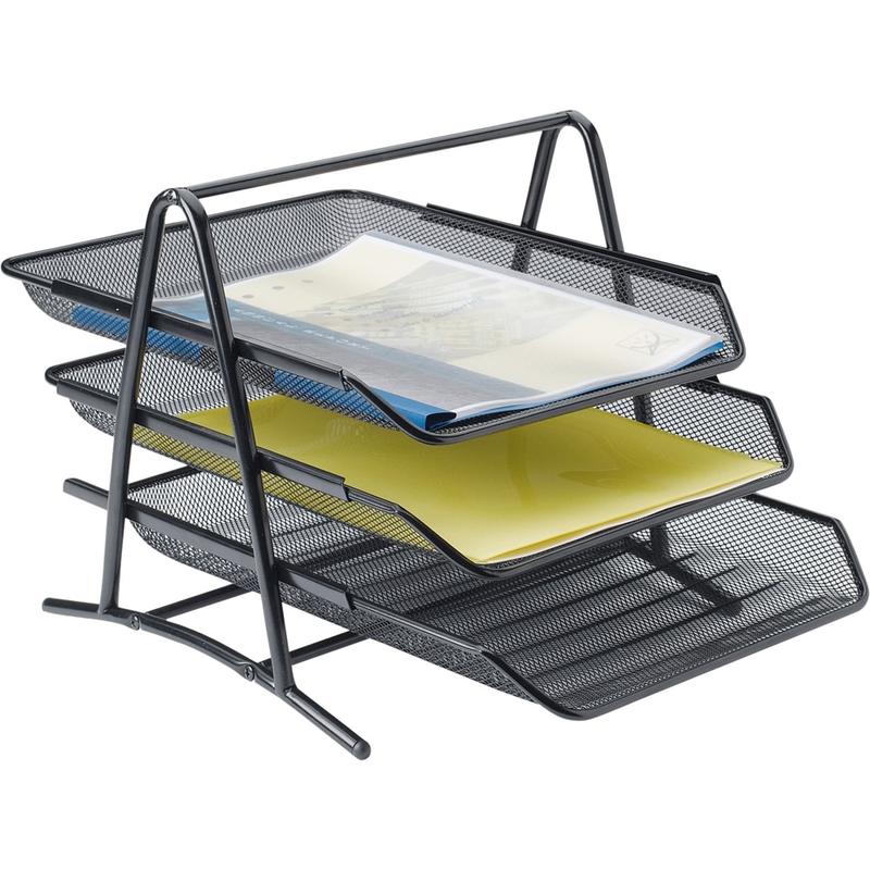 Lorell Mesh 3-Tier Desk Tray, Black MPN:90206