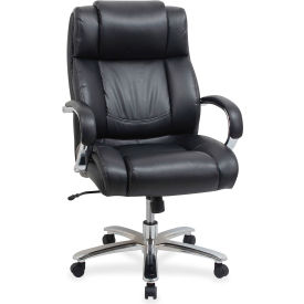 Lorell® Big and Tall Leather Chair with UltraCoil Comfort - Black 99845