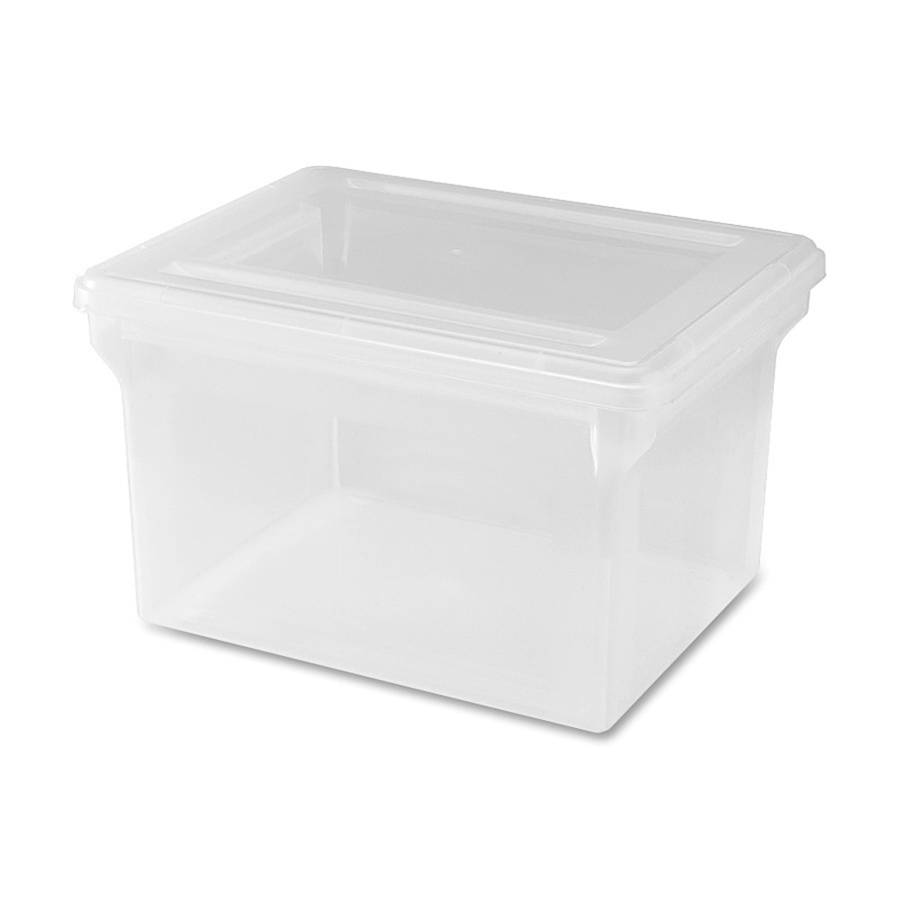 Lorell Storage File Box With Lift-Off Lid, Letter/Legal Size, 18in x 11in x 14 3/16in, Clear MPN:68925
