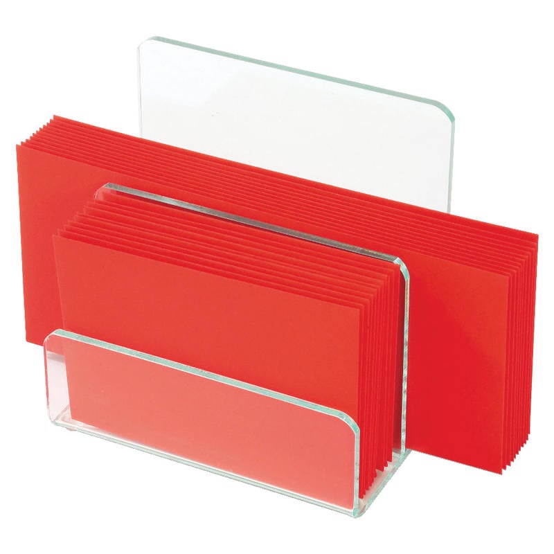 Lorell Acrylic Mini File Sorter, 7 5/16inW x 8 1/8inD x 8 5/16inH, Clear/Green Edge MPN:80659