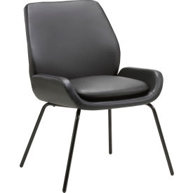 Lorell® Bonded Leather U-Shaped Seat Guest Chair - Black LLR68574