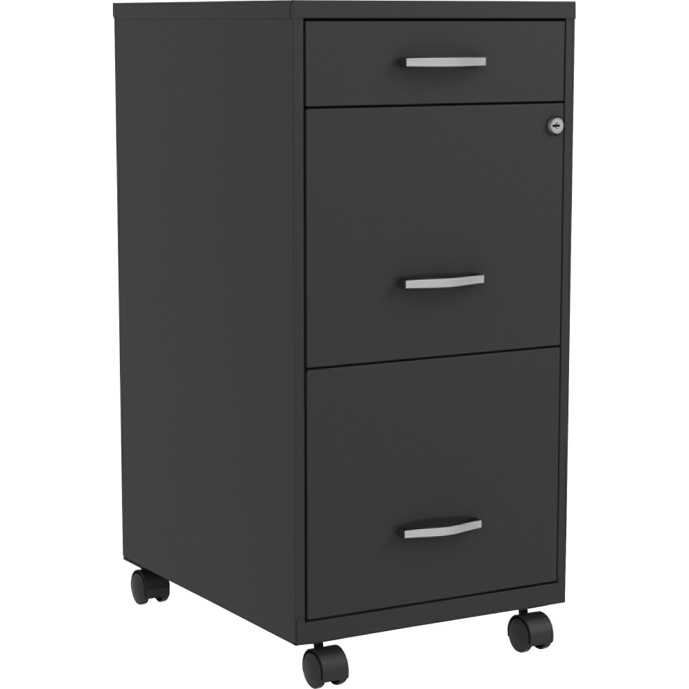 LYS NuSparc 18in 3 Drawer Steel Mobile File Cabinet, Black, 1 Each MPN:VF318BMBK