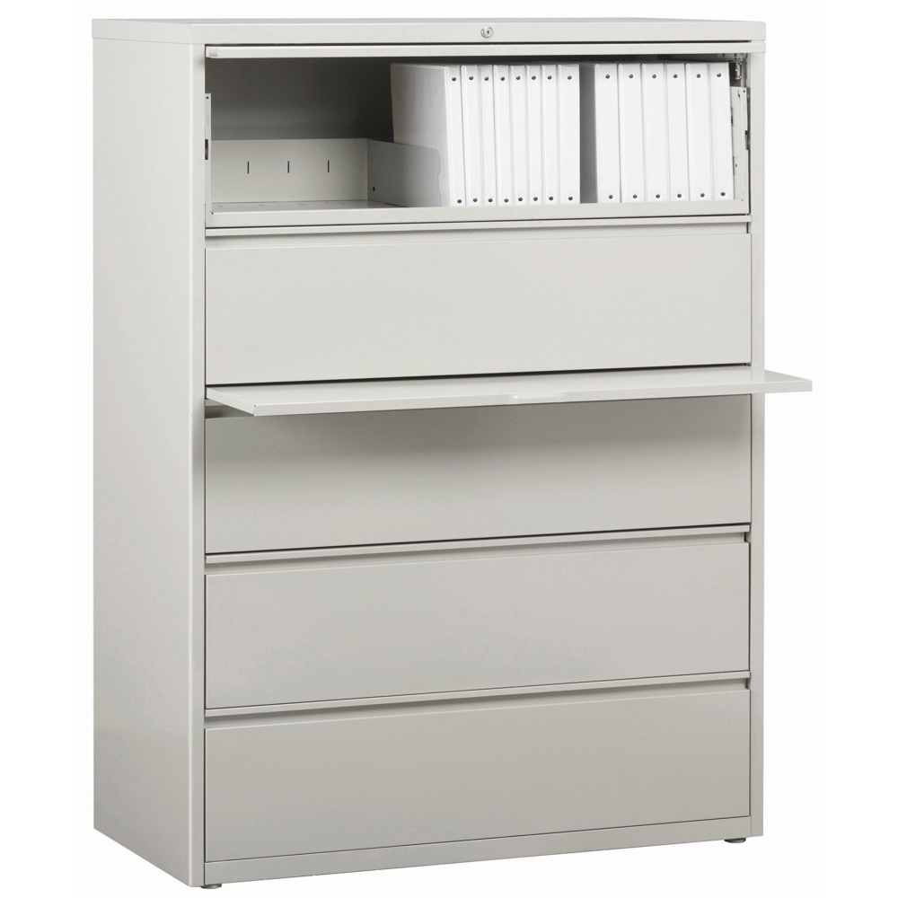 Lorell Fortress 42inW x 18-5/8inD Lateral 5-Drawer File Cabinet, Light Gray MPN:60433