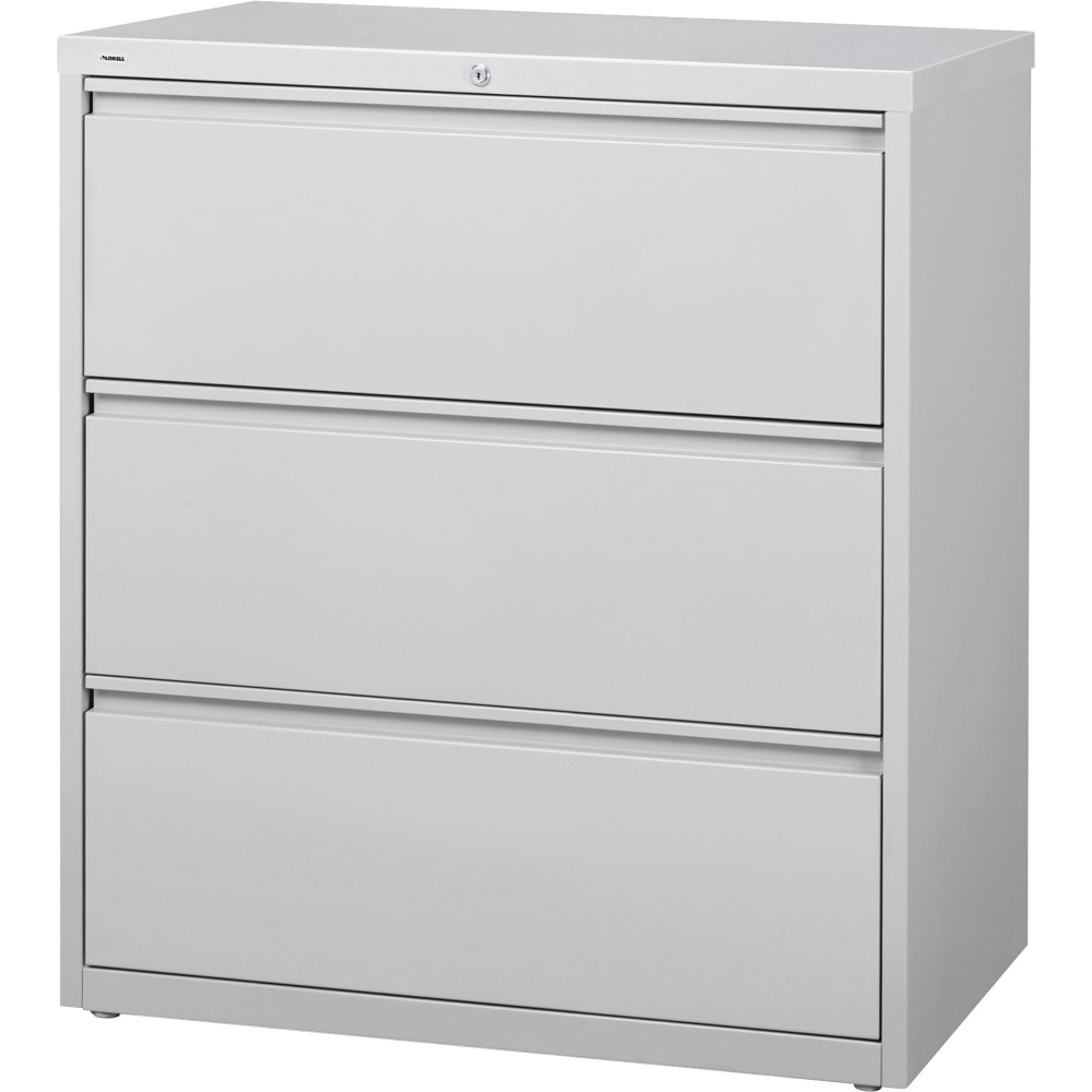 Lorell 36inW x 18-5/8inD Lateral 3-Drawer File Cabinet, Light Gray MPN:88029