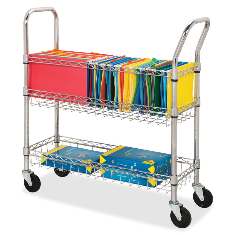 Lorell Mobile Wire Mail Cart, Chrome MPN:84857