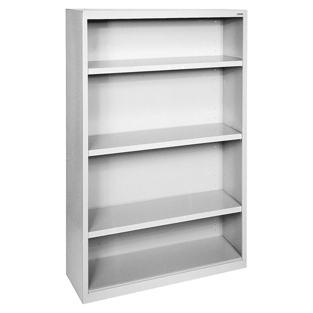 Lorell Fortress Series Steel Modular Shelving Bookcase, 4-Shelf, 60inH x 34-1/2inW x 13inD, Light Gray MPN:41286