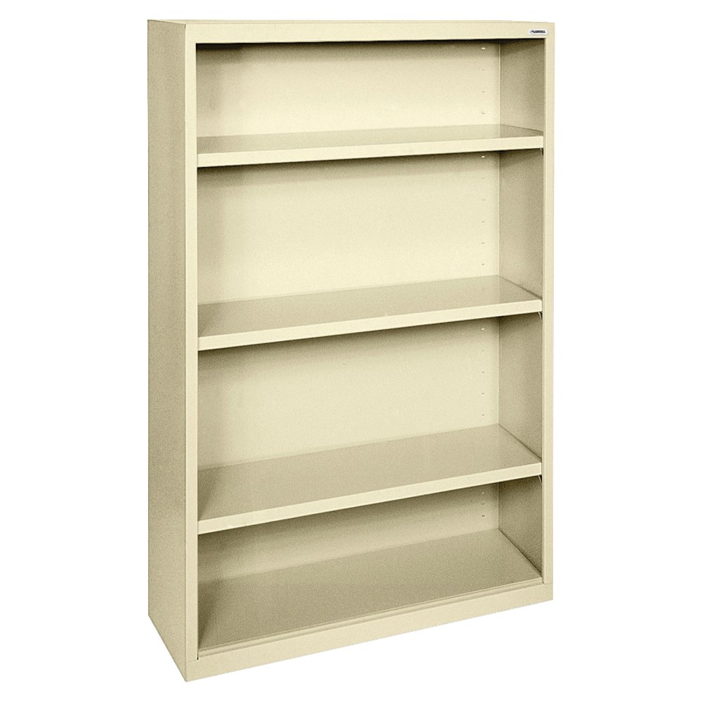 Lorell Fortress Series Steel Modular Shelving Bookcase, 4-Shelf, 60inH x 34-1/2inW x 13inD, Putty MPN:41287