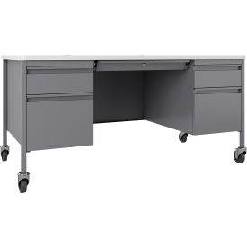 Lorell Fortress Steel Mobile Teachers Desk - 60