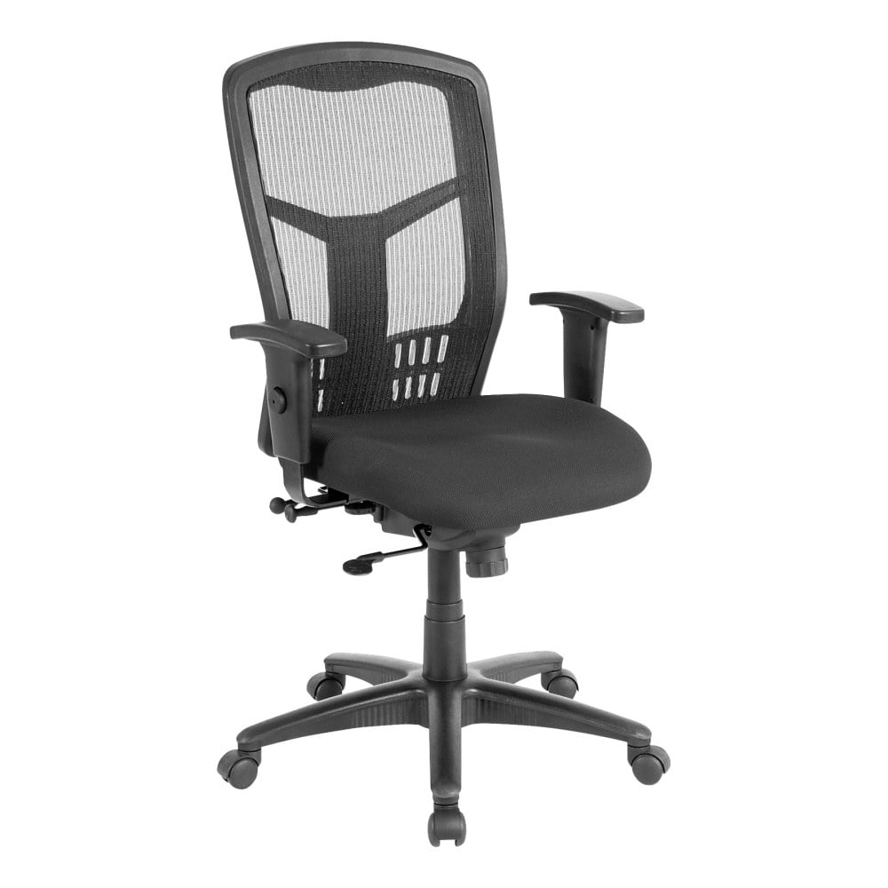 Lorell Ergonomic Mesh/Fabric High-Back Chair, Synchro Tilt, Black MPN:86205