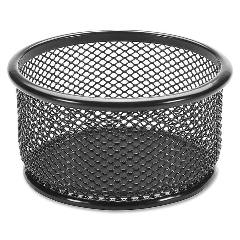Lorell Mesh Round Paper Clip Holder, Black MPN:84150