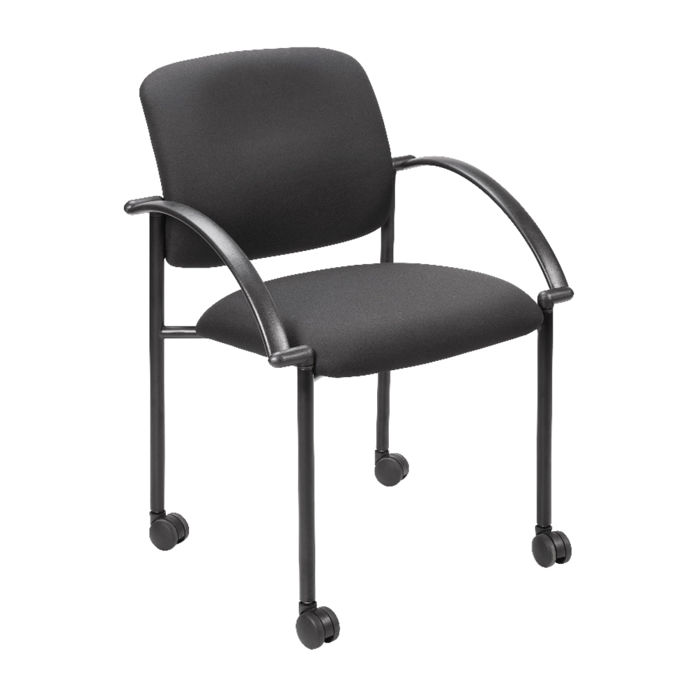 Lorell Mobile Stacking Guest Chair With Arms, Black, 2 Per Set MPN:65965
