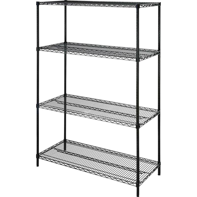 Lorell Industrial Wire Shelving Starter Unit, 48inW x 18inD, Black MPN:70061