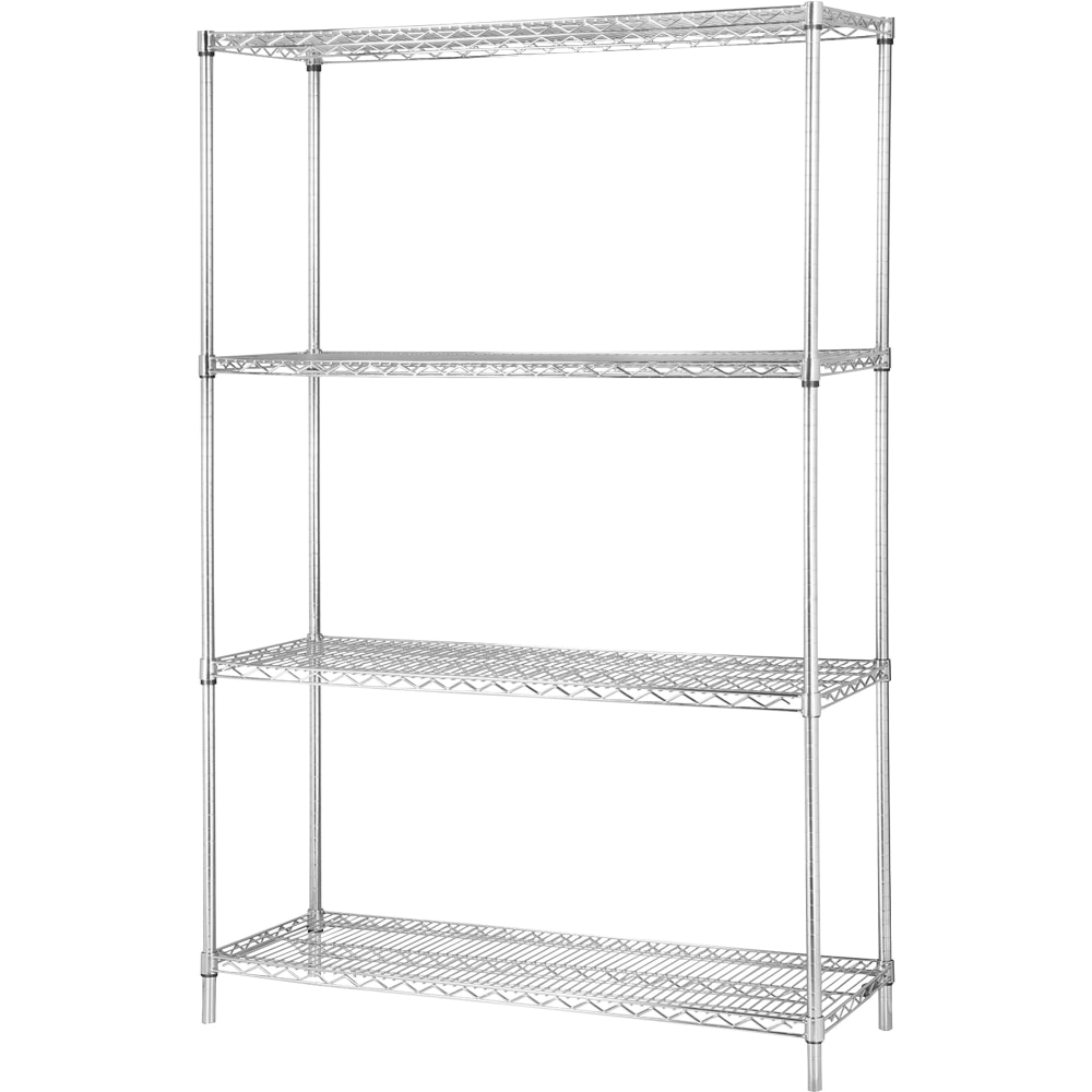 Lorell Industrial Wire Shelving Starter Unit, 36inW x 24inD, Chrome MPN:84184