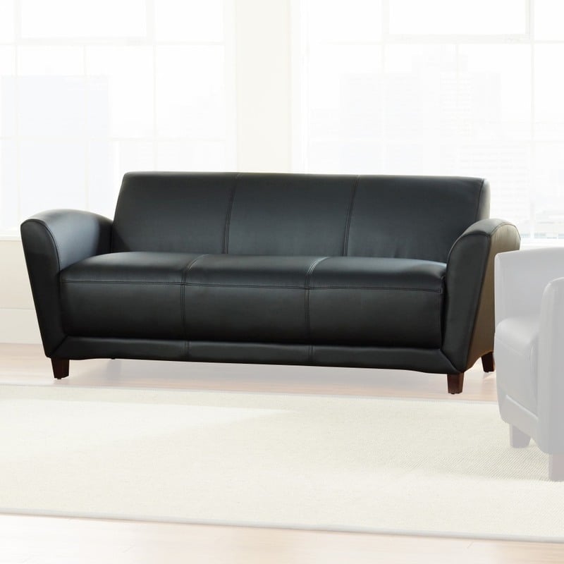 Lorell Accession Bonded Leather Reception Sofa, Black MPN:68950