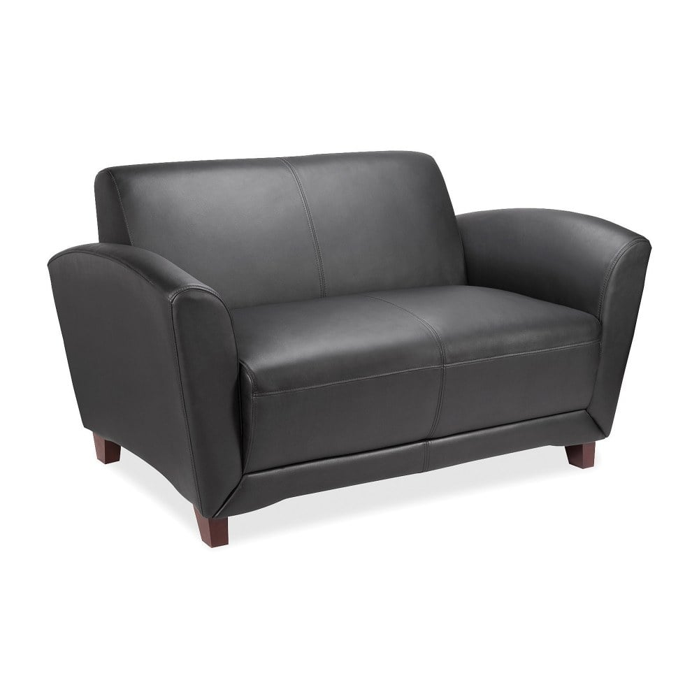 Lorell Accession Bonded Leather Reception Loveseat, Black MPN:68951
