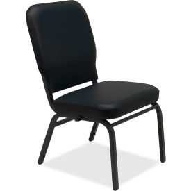 Lorell® Vinyl Back/Seat Oversized Stack Chairs - Black - 2/Pack 59596
