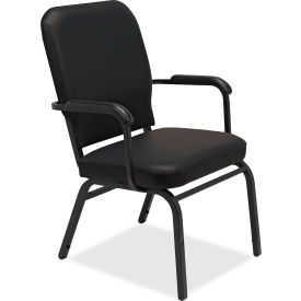 Lorell® Fixed Arms Vinyl Oversized Stack Chairs - Black - 2/Pack 59600