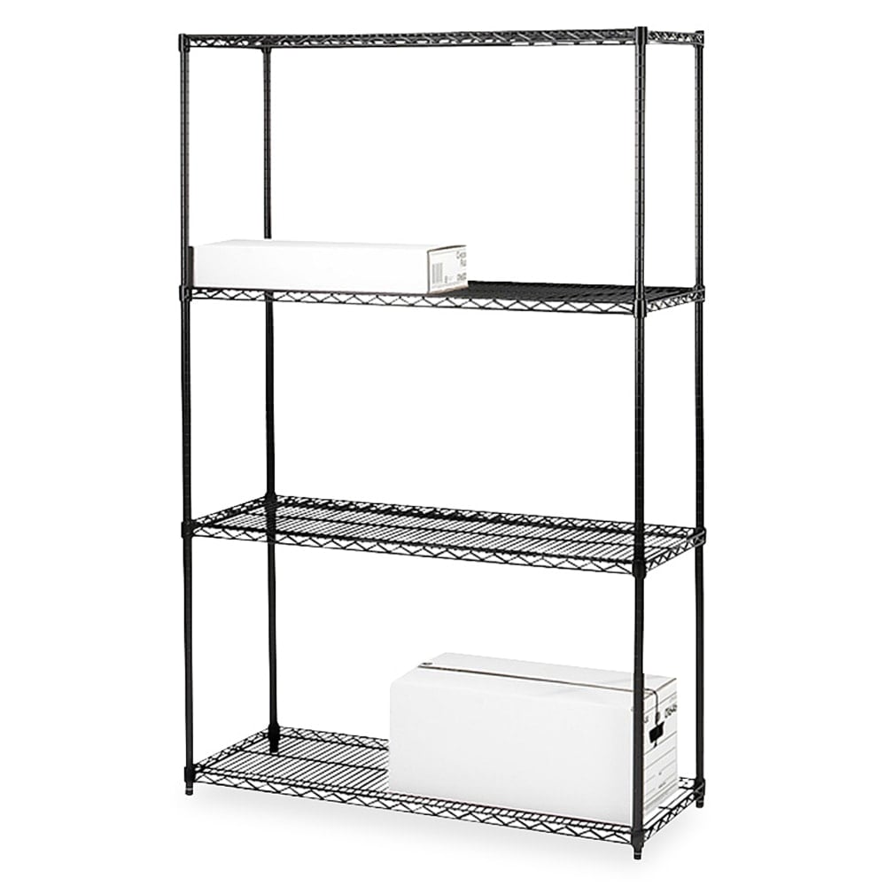 Lorell Industrial Wire Shelving Starter Unit, 36inW x 18inD, Black MPN:70060