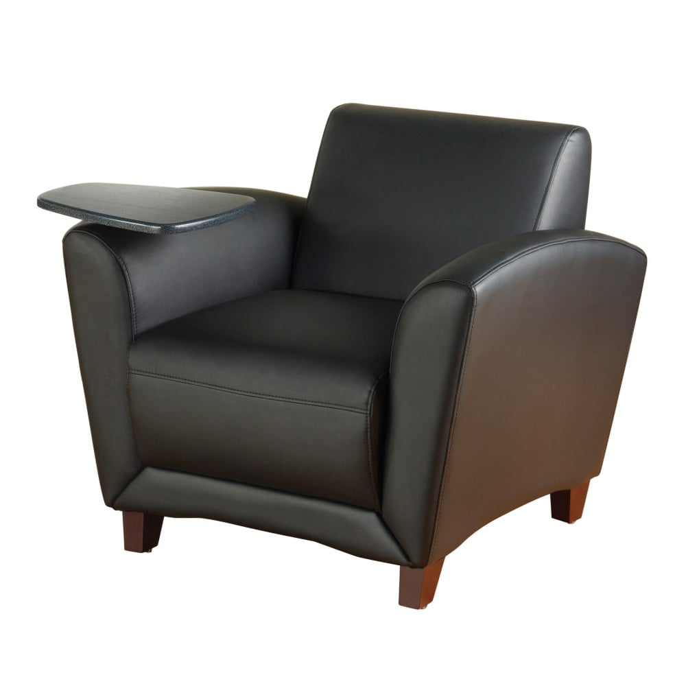 Lorell Accession Bonded Leather Reception Chair With Tablet Arm, Black MPN:68953