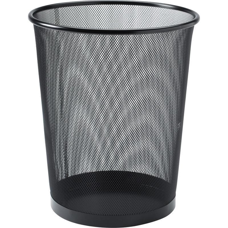Lorell Mesh Waste Bin, Round, Black MPN:52770