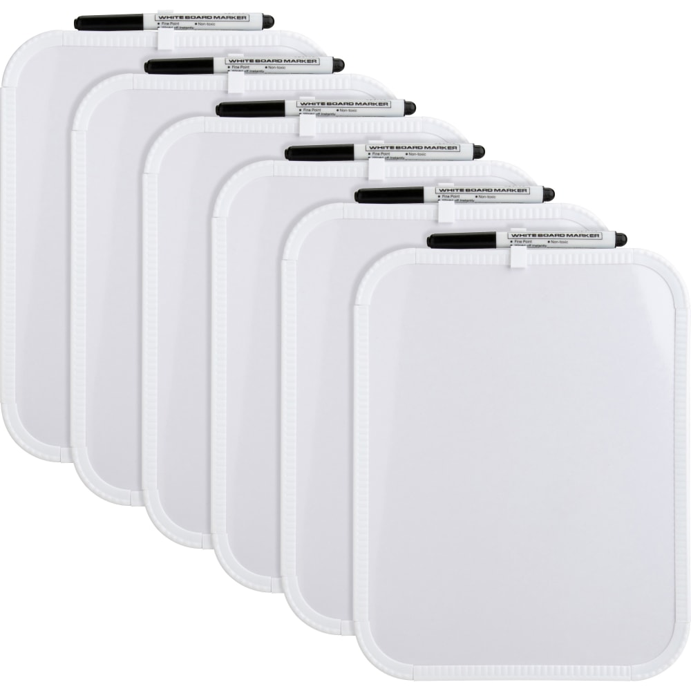Lorell Personal Dry-Erase Whiteboards, 11in x 8 1/2in, Plastic Frame With White Finish, Pack Of 6 MPN:75620BD